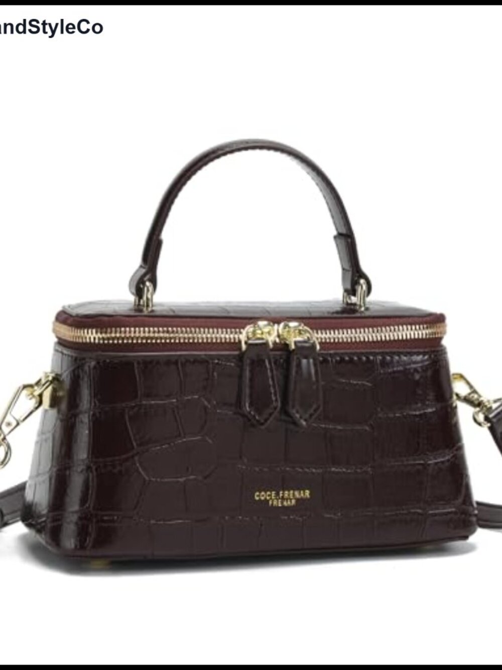 Crocodile-Embossed Crossbody Bag Mini Satchel Top Handle Purse